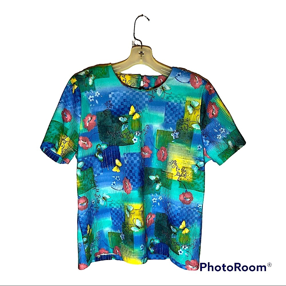 Colorful Susan Graver  vintage 2 piece blouse set size medium